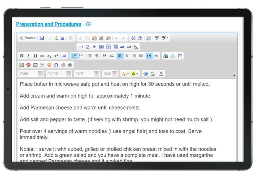 Write Up Preparations and Procedures - Recipe Costing Software