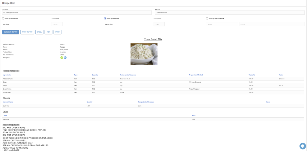 Recipe Costing Software Features